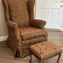 Antique Chair With Footrest 41” H X 30” W