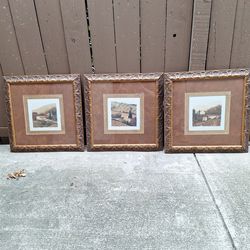 Three beautifully matted and framed pictures
