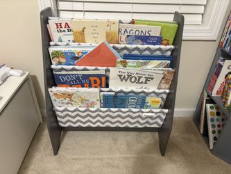 Kids Grey & White Standing Bookcase