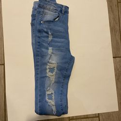 Blue Denim Ripped Jeans