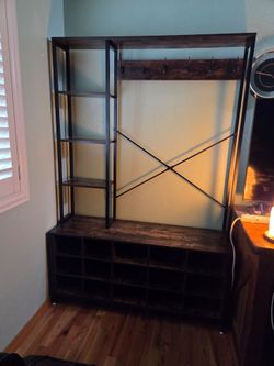 Hall tree shoe organizer shelf