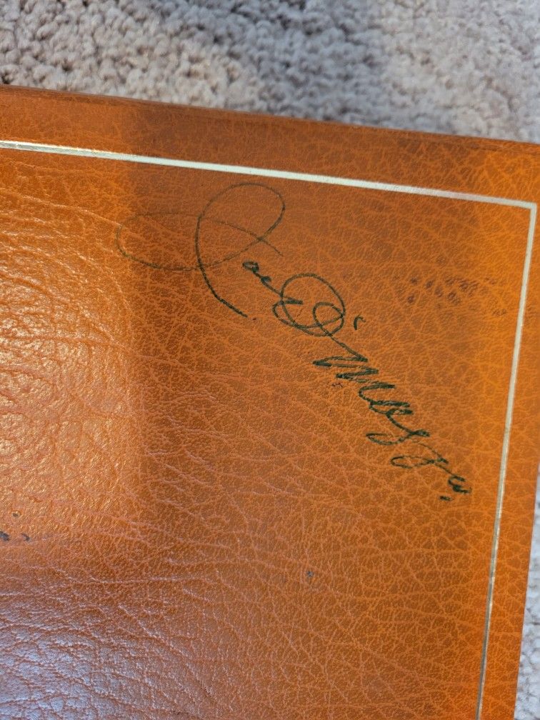 One of a kind-Joe DiMaggio Autographed Signed card/photo binder been in my family for generations
