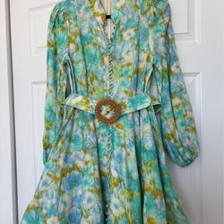 NWOT Zimmermann mini dress turquoise AUS2-US8