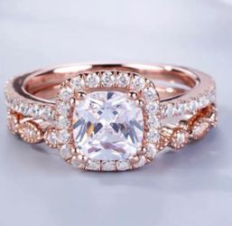 New 18 k rose gold wedding ring set engagement ring