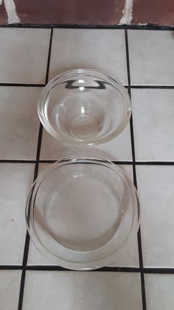 CLEAR GLASS MINI PYREX PIE PLATE & SMALL ROUND GLASSBAKE BOWL