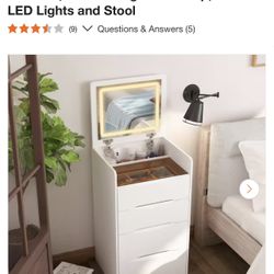 White Makeup Vanity Sets Dressing Chest with Flip-top Mirror, 3-Drawers