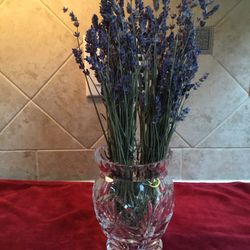Beautiful Heavy Flower Vase   Approx 6”tall X 3-1/2” deep    No Chips Or Cracks.       Dried Lavender Also For Sale 