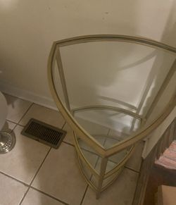 Gold Lamps And 3 Tier Glass/ Gold Corner Table