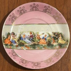 Hand Painted Sauser Plate Lords and Ladies “No Signature”