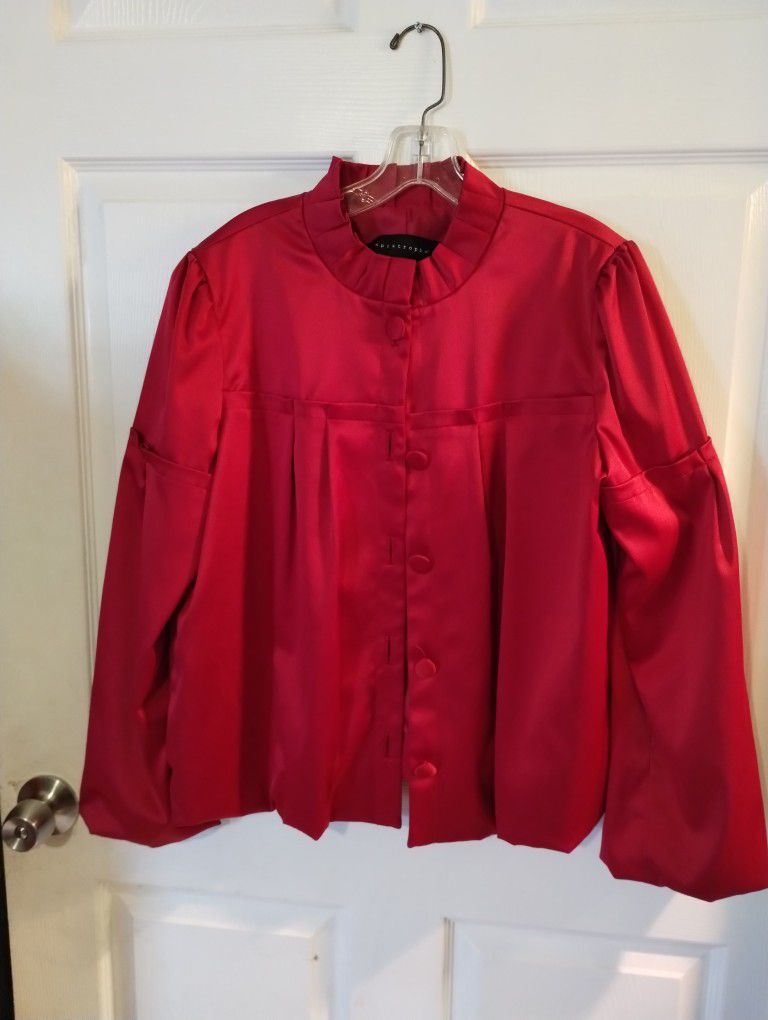 Red Silk Jacket And Skirt