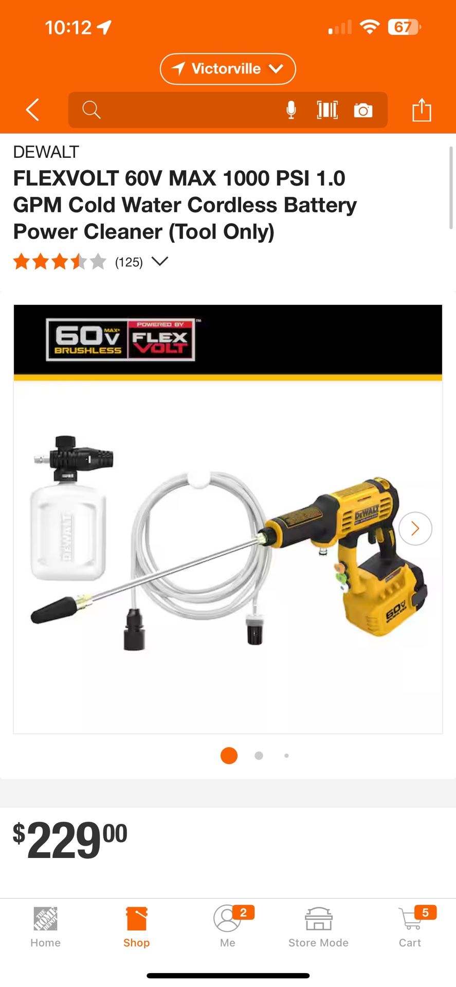 FLEXVOLT 60V MAX 1000 PSI 1.0 GPM Cold Water Cordless Battery Power Cleaner (Tool Only)