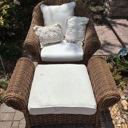 Wicker Accent Chair And Ottoman 