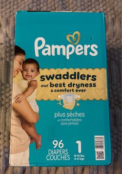 New Pampers Swaddlers Baby Diapers Fragrance Free, Hypoallergenic Sz 1 (8-14 lbs) 96 Count