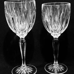 Crystal D’Arques Durand Set Of 2 Wine Glasses 8” and 8.5”.
