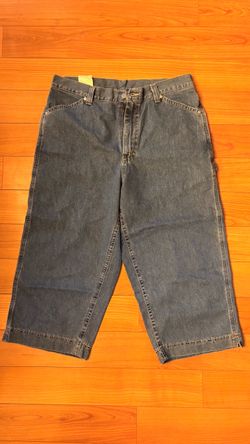 Vintage 90s Riveted By Lee Metro Stone Medium Wash Denim Carpenter Capris Jorts 14 M