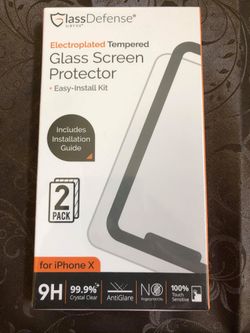 Phone X Screen Protector, GlassDefense (2 Pack) iPhone X Tempered Glass Screen Protectors [3D Touch] Patent-Pending Installer, 0.35mm Screen Protecto.