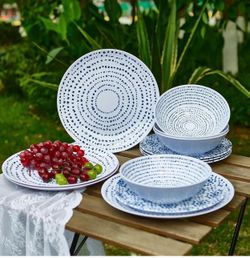 Dinnerware Set Of 12 Pcs Dinner Dishes Set Bowls And Plates For Indoor And Outdoor With Unbreakable Non-Breakable Lightweight Dining Tableware