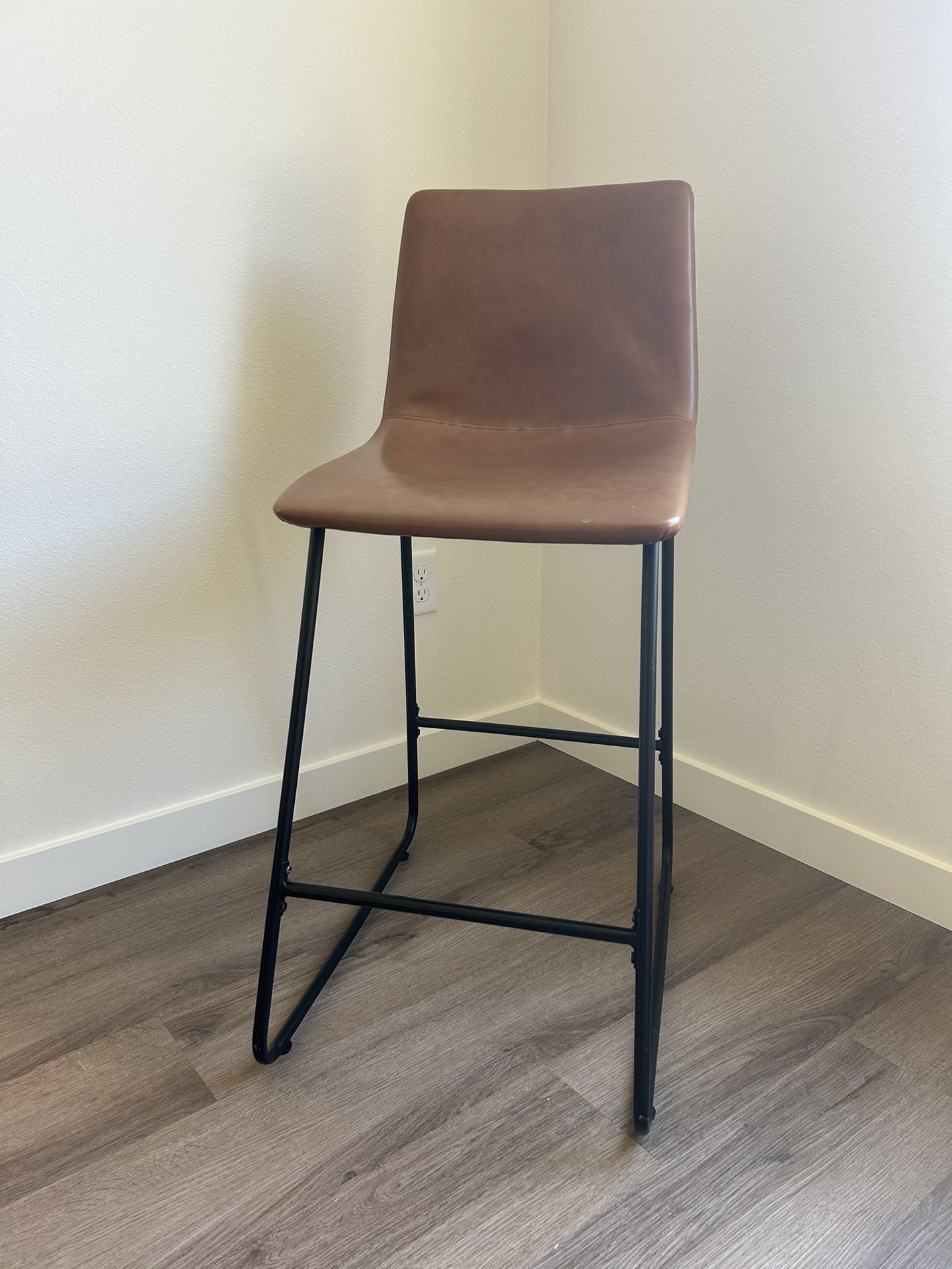Modern Bar Stool – Faux Leather & Metal Frame – $40 (Like New)