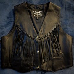 Leather Fringe Biker Vest 