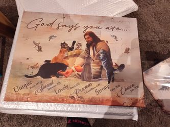 Two Religious Framed Canvas Picture New $10 Each