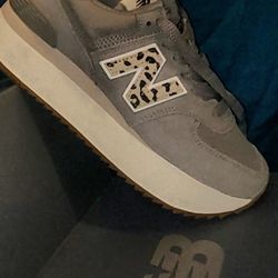 👟 New Balance 574+ Platform – Shadow Grey/Leopard – Size 8.5 (Brand New)