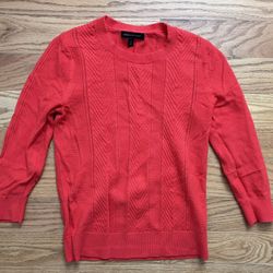 Banana Republic Red Eyelet Cable Crew Neck 3/4 Sleeve Sweater - XS