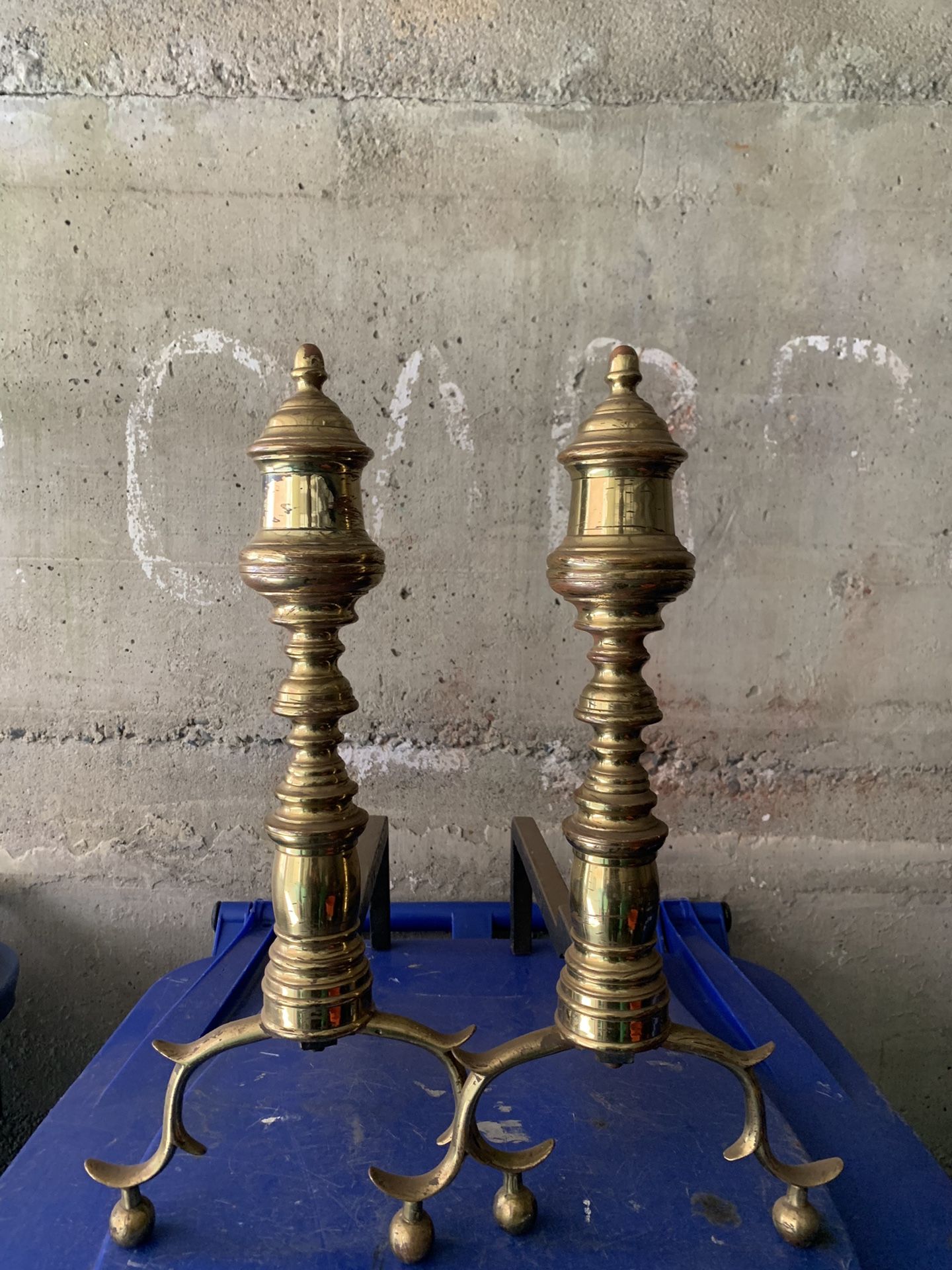 Antique Brass Andirons