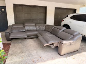 Gray Leather Electric Recliner