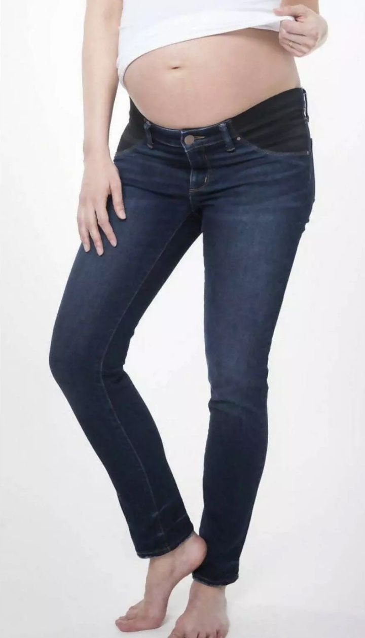NOM Maternity Chelsea Under Belly Skinny Jeans Blue Sz L NWOT