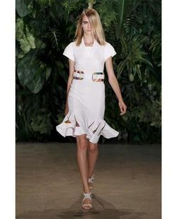 ALTUZARRA White Wave Techno Jersey Dress with Inserted Silk HemSz:38 NEW