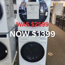 2.8 cu. ft. Washer, 4.2 cu. ft, Dual Inverter Heat Pump Ventless
LG Electric Dryer, Washtower, Center Control AlDD in White