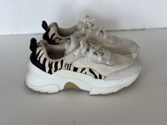 ZARA , White with black zebra Accent women’s Sneakers size 37