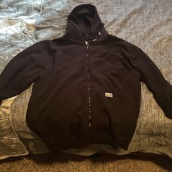 black heavyweight pro club sweater jacket