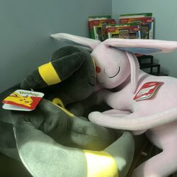 UMBREON + ESPEON Sleeping Plush Jazwares Pokemon 2026 18" NWT NEW