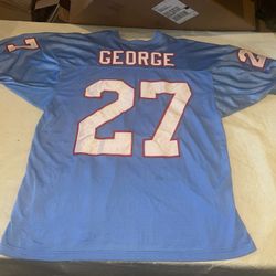 Authentic Eddie George Houston Oilers Jersey Mens 48 Clean Sewn Russell Blue NFL