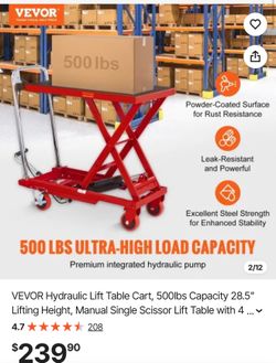 New Hydraulic Lift Table Cart  READ DESCRIPTION