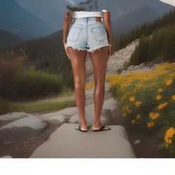 Levi's 501 Original Women's Shorts Size 24 Blue High Rise Button Fly