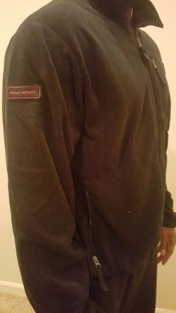 Clean POLO SPORT RALPH LAUREN Black Fleece Zip up Jacket, size XL