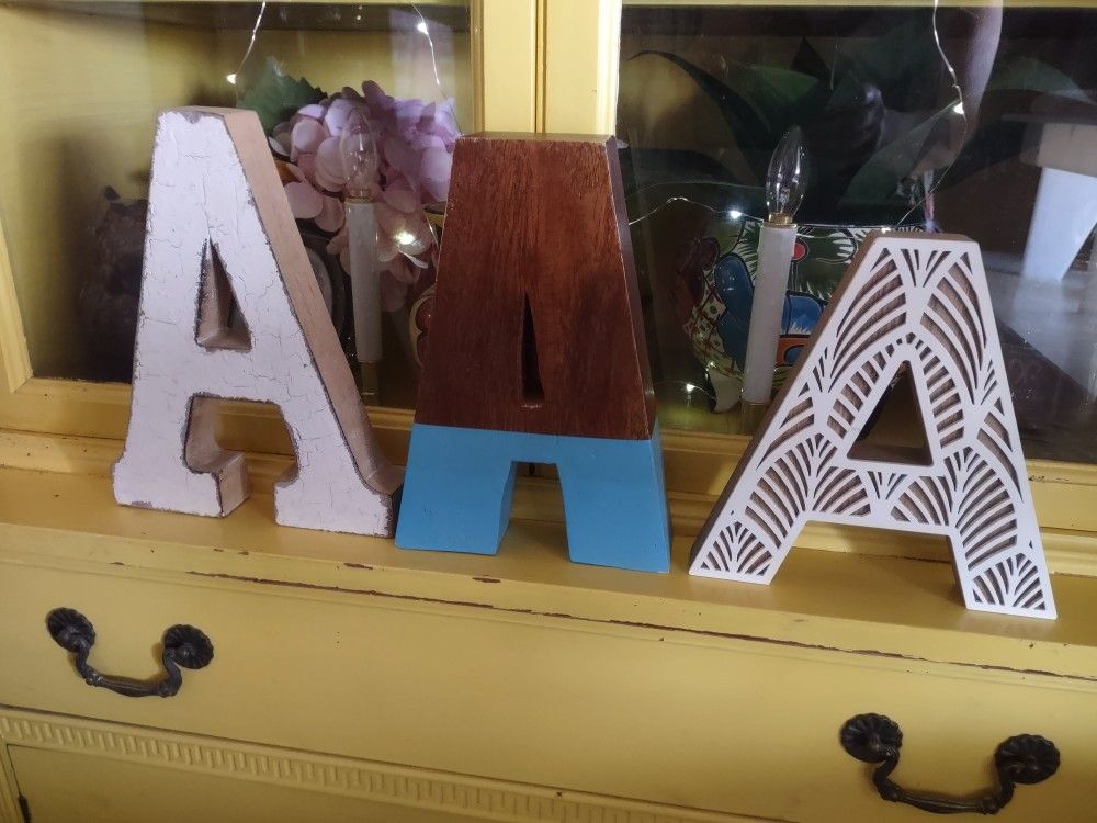 Set Of Three Wood A's 12 In Tall
