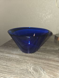 Set of 4 Vintage Cobalt Blue Glass Bowls - 6.5" Cereal/Salad Bowls"