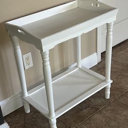 Wooden White 2 Tier Side Table 