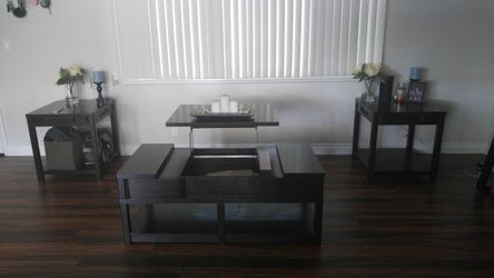 Coffee table and two end tables