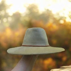 🍂NEW!!!! Faux Suede Wide Brim Panama Hat – Olive/Sage color 🍂