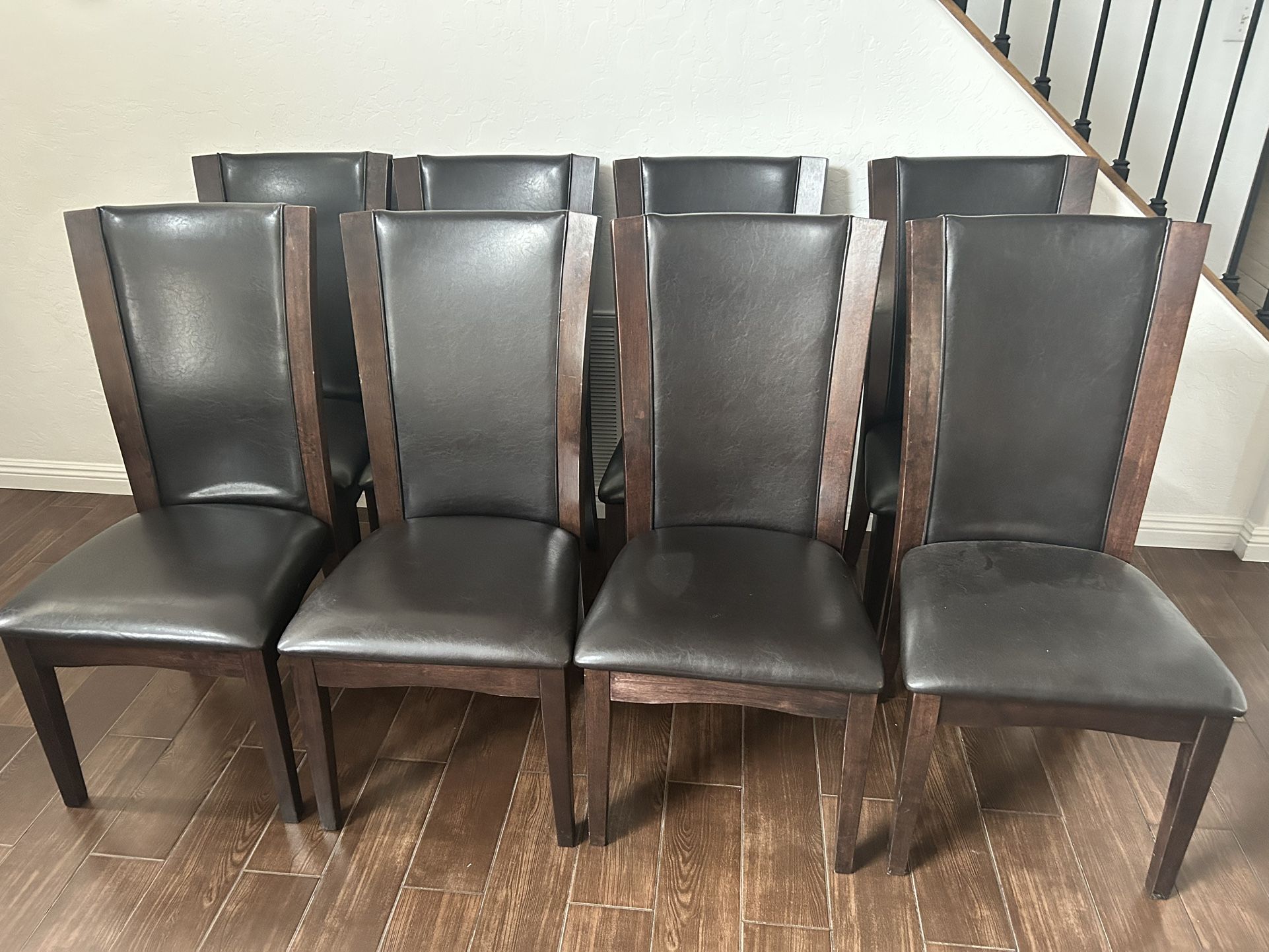 Wood/leather Chairs For Sale - 8