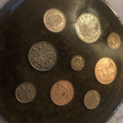 Old English Coins ! In Plaque $25