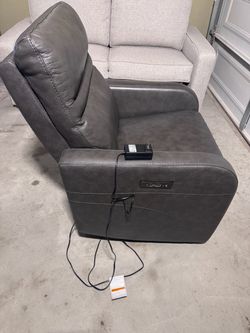 Gray Leather Power Recliner Chair