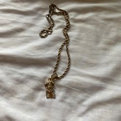 14k Stamped Gold Plated Chain With Pendant 24in