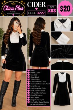 CIDER Black Velvet Mini Dress XXS