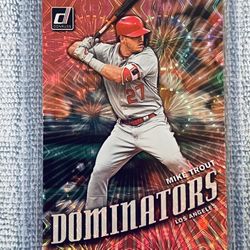 Mike Trout Los Angeles Angels 2019 Panini Donruss Dominators Pink Fireworks Parallel SP