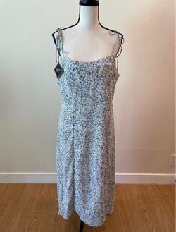 ZAFUL Ditsy Floral Tie Shoulder Blue Cami Dress NWT